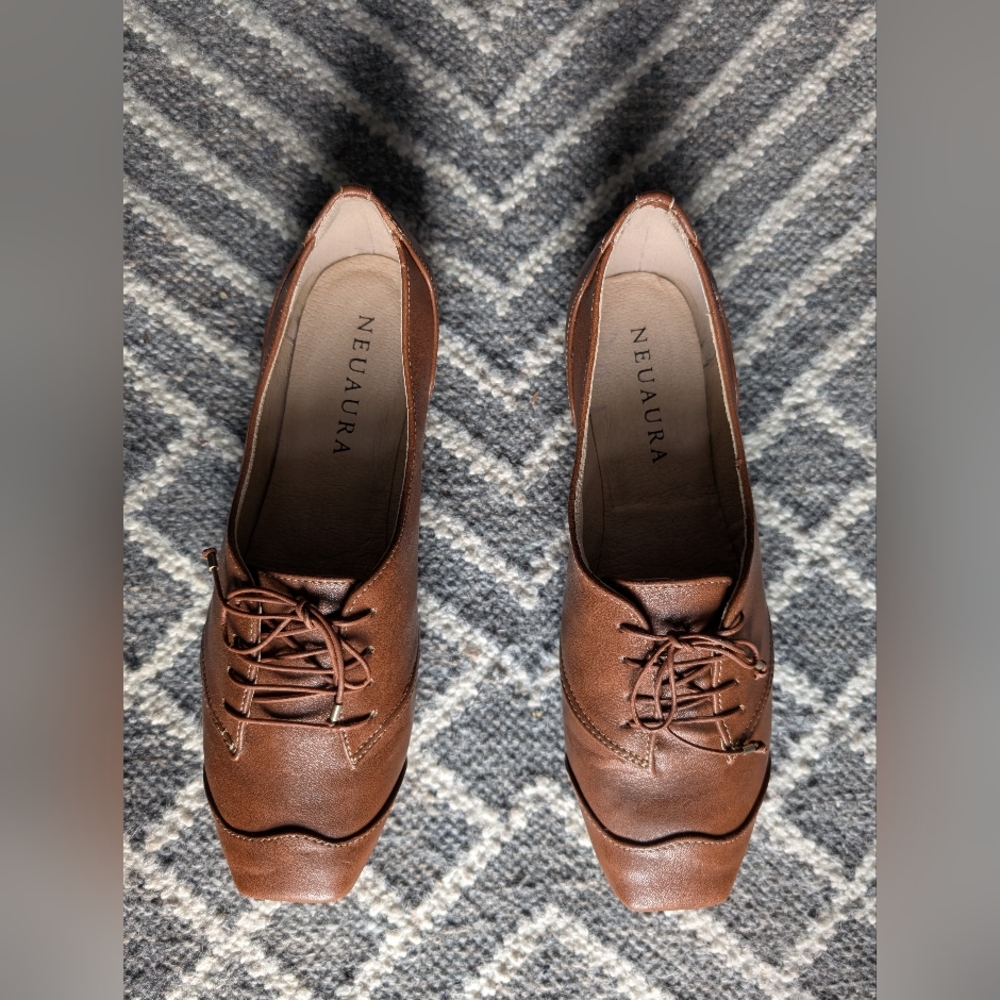 Neuaura vegan Oxford shoes tan brown Gorgeous Fall Autumn 🍁 - Picture 7 of 7